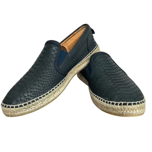 Men’s Jimmy Choo Blue Python Embossed Leather Slip On Sneakers Size 43.5 US 10.5 - Picture 4 of 10